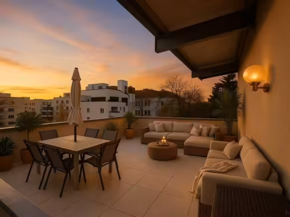 Terrasse Dämmerung  KI generiert