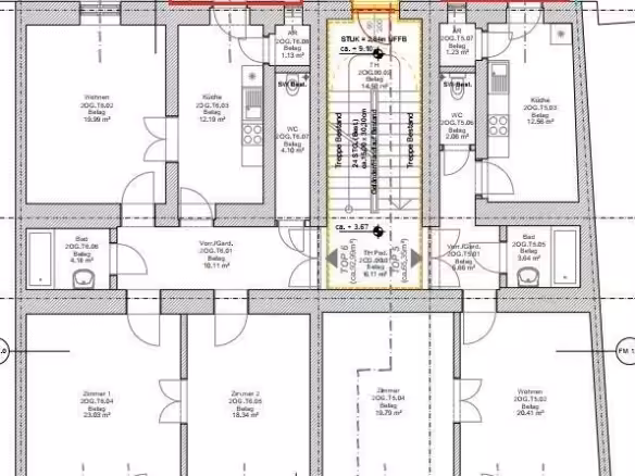 ETAGE 2OG (bzw. 1-4 OG ) mit Balkonvergrößerungen