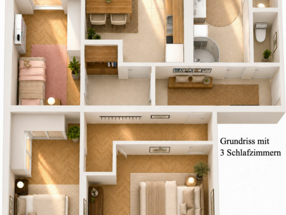 Grundriss mit 3. Schlafzimmer