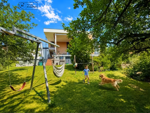 Gartenperspektive Hund_Kind