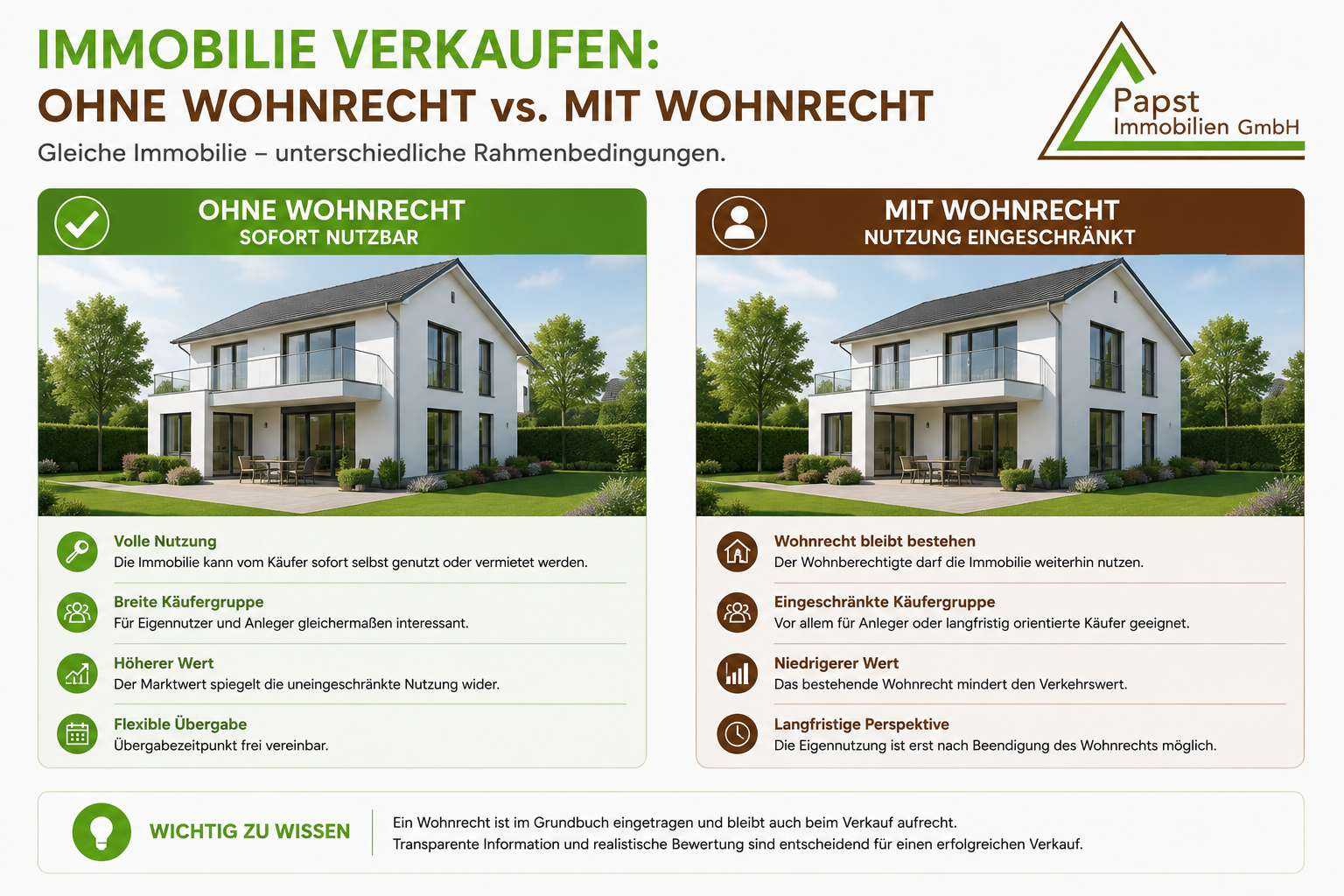 Immobilie mit und ohne Wohnrecht