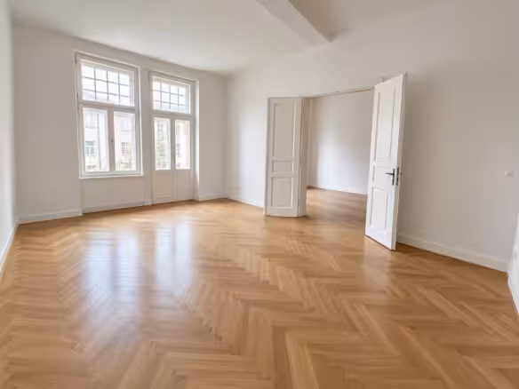 Wohnzimmer Blick ins Schlafzimmer 65 m² WE
