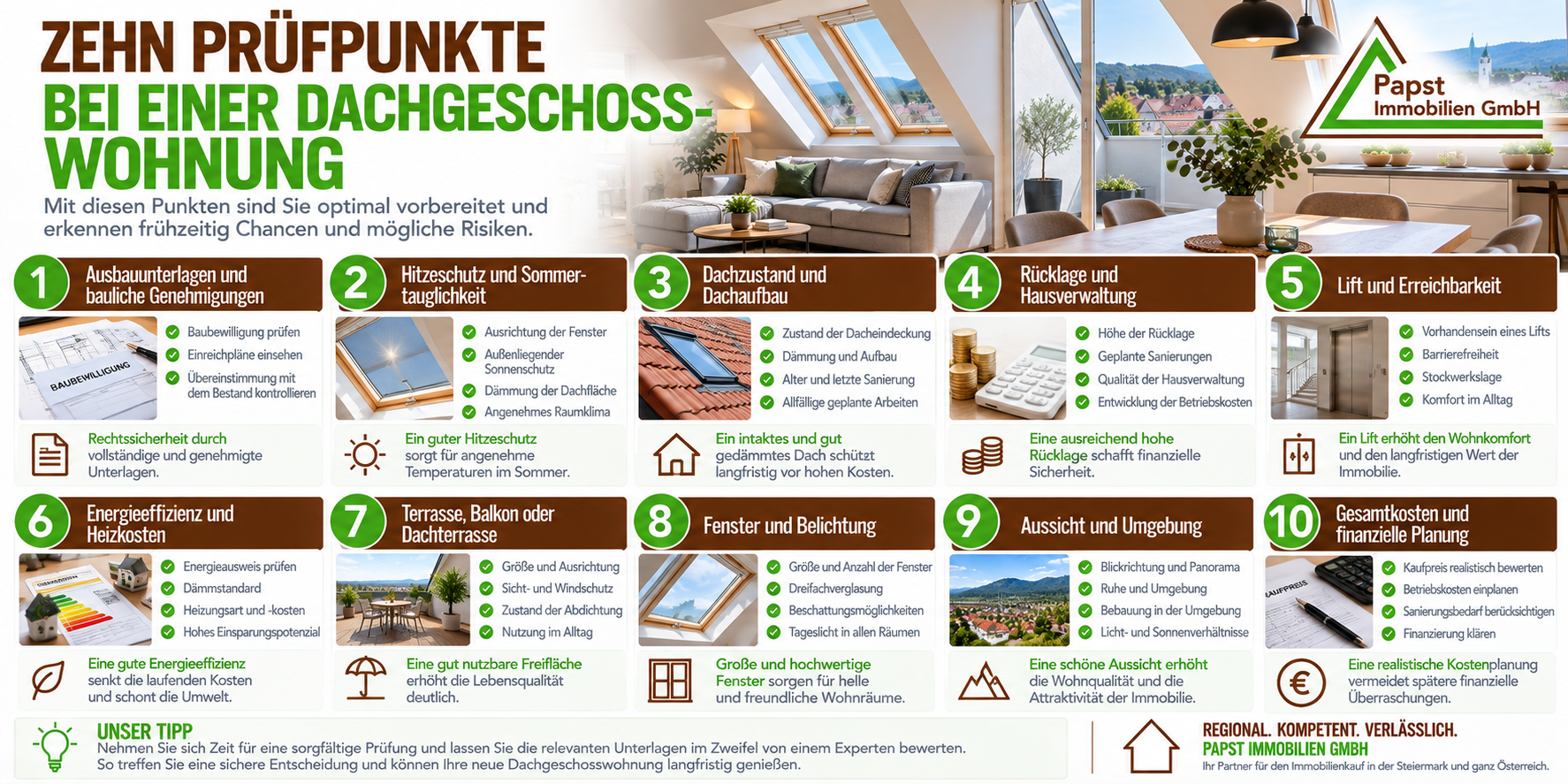 Zehn wichtige Prüfpunkte vor dem Kauf einer Dachgeschosswohnung