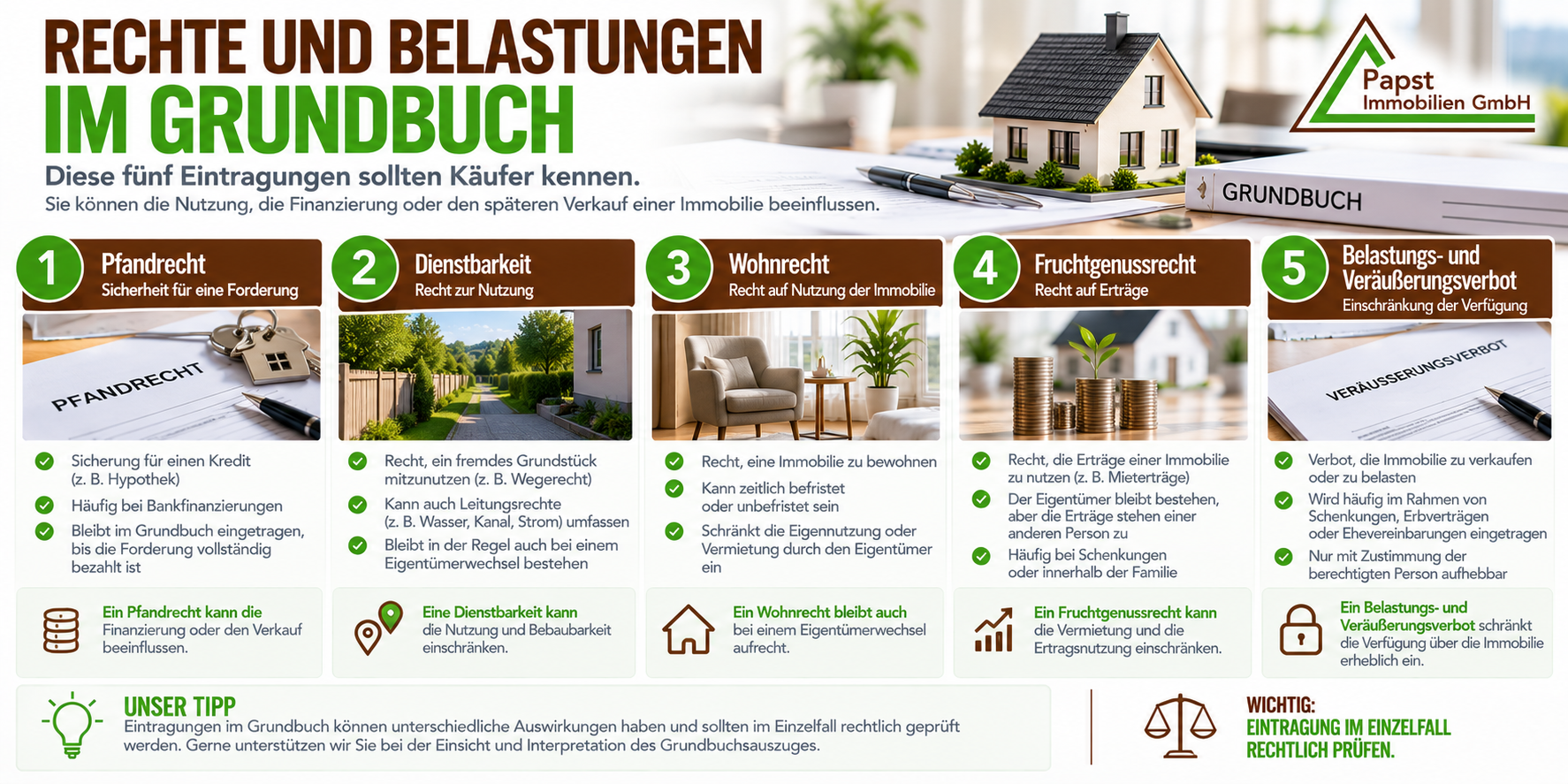 Fünf mögliche Grundbuchseintragungen beim Kauf einer Immobilie in Österreich