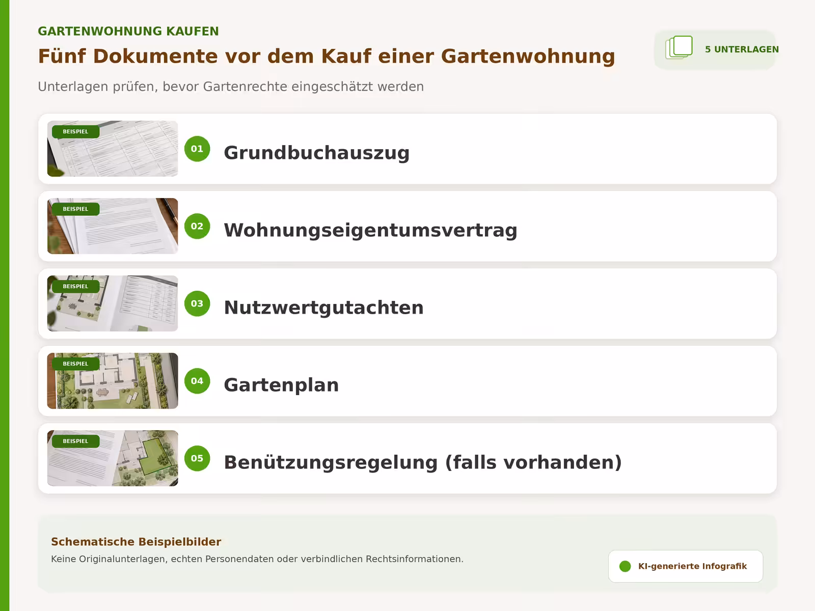 Fünf wichtige Dokumente zur Prüfung einer Gartenwohnung vor dem Kauf