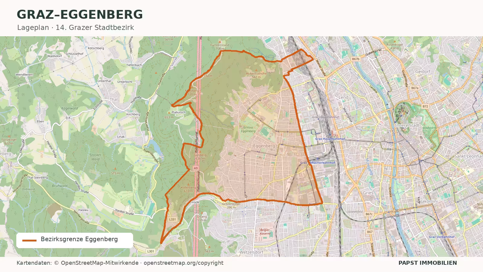 Wohngebäude und Wohnumfeld im Grazer Stadtbezirk Eggenberg